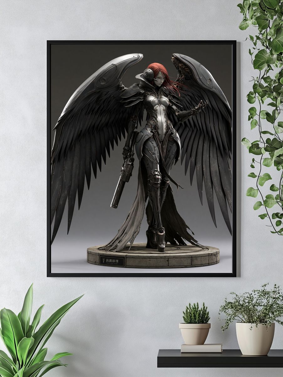 Winged Cyberpunk Warrior Poster. — room view 4