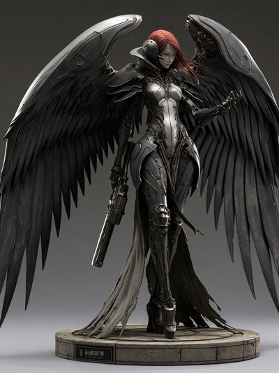 Winged Cyberpunk Warrior Poster.