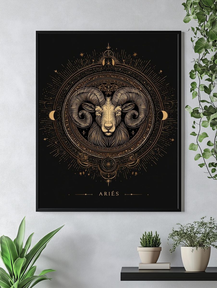 Aries Zodiac Illustration Poster. — room view 4