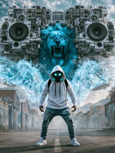 Cyber Lion Street Art Poster. poster