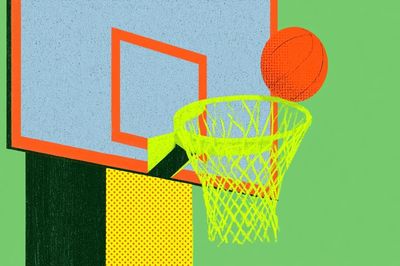 Neon Basketball Hoop Illustration Poster. poster