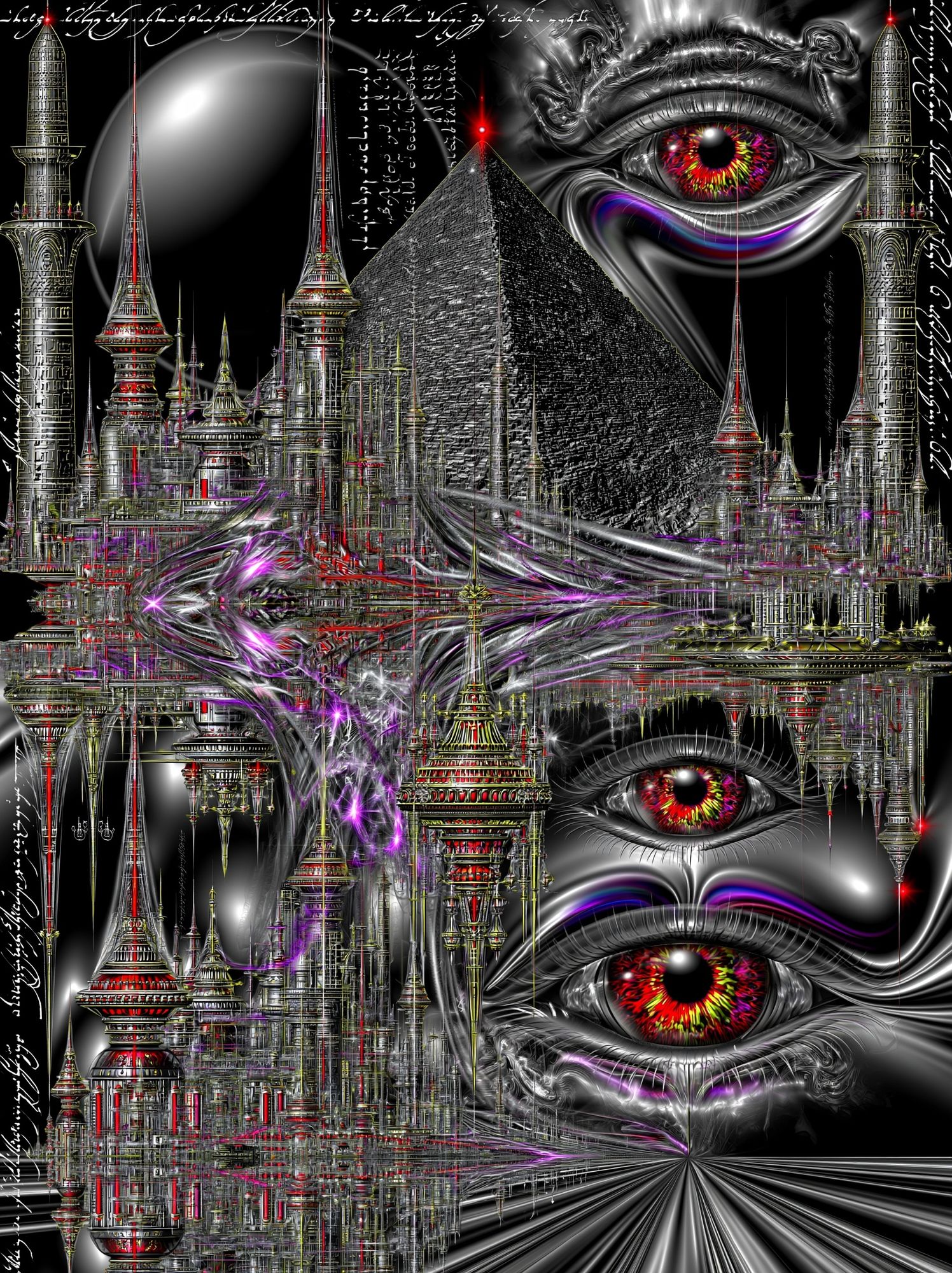 Surreal Pyramid Eye Print. poster — illustration art