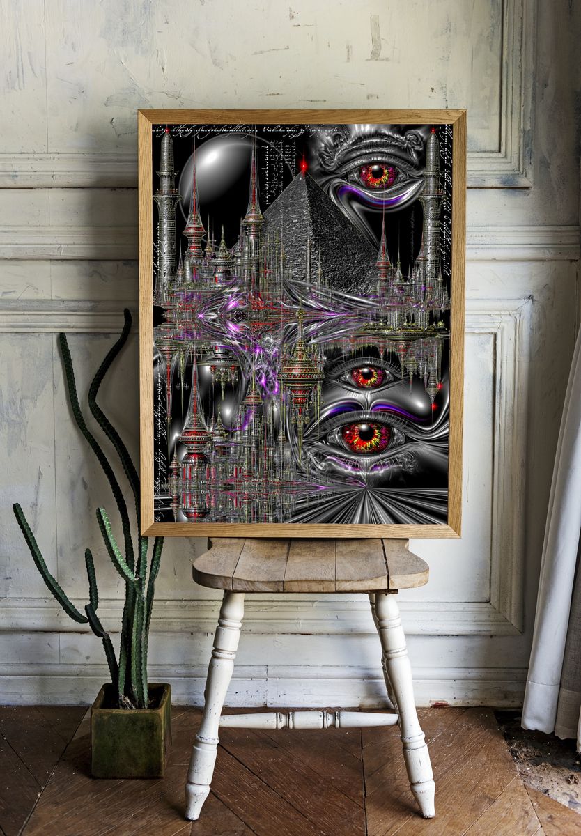 Surreal Pyramid Eye Print. — room view 1