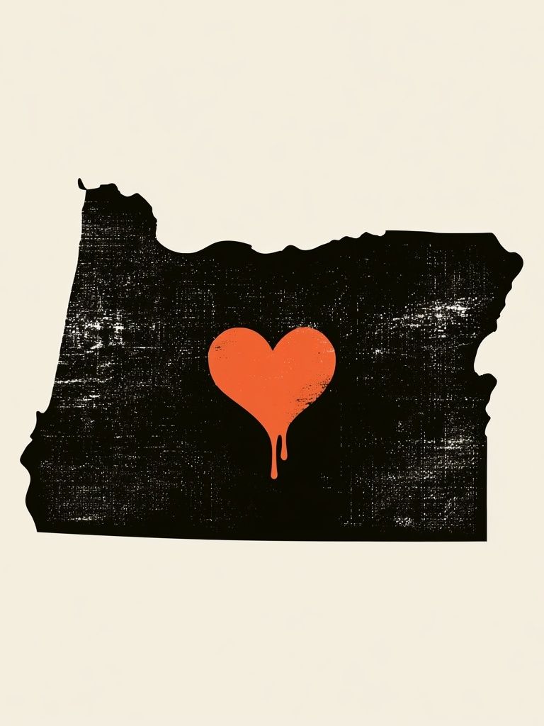 Oregon Heart Silhouette Print. poster — illustration art