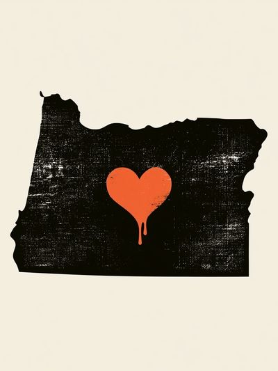 Oregon Heart Silhouette Print.