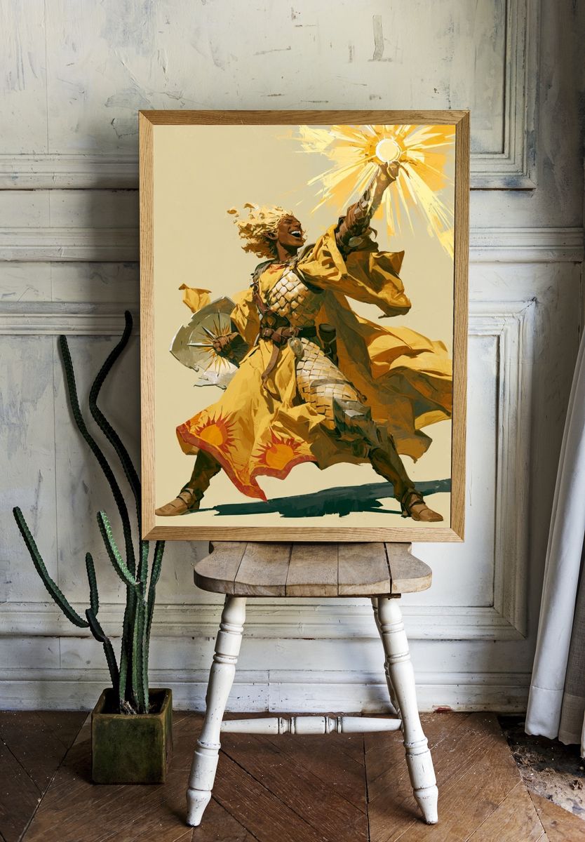 Sun Warrior Digital Art Poster. — room view 1