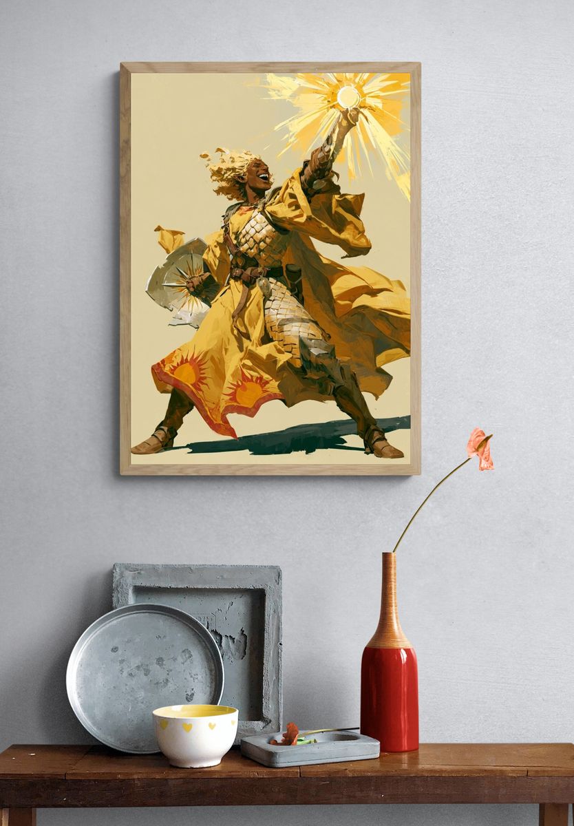Sun Warrior Digital Art Poster. — room view 3