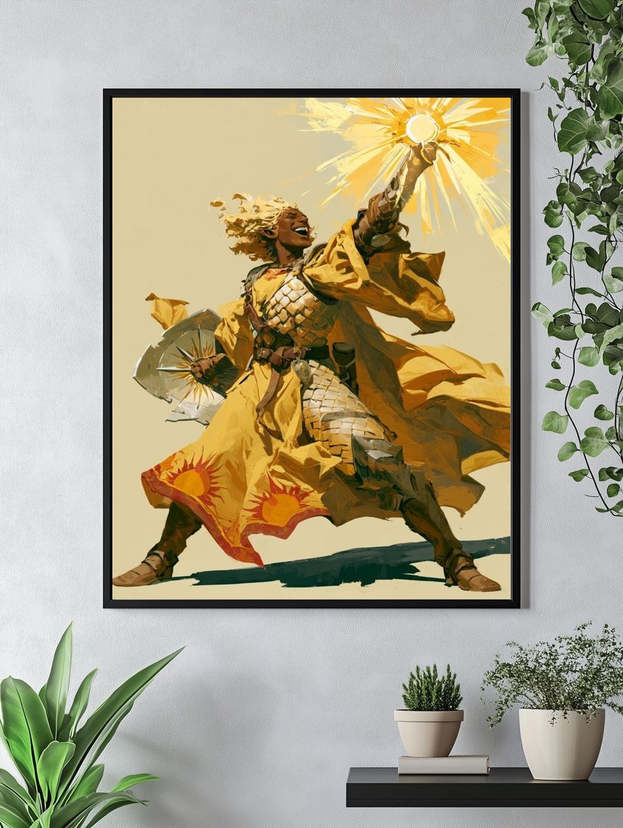 Sun Warrior Digital Art Poster. — room view 4