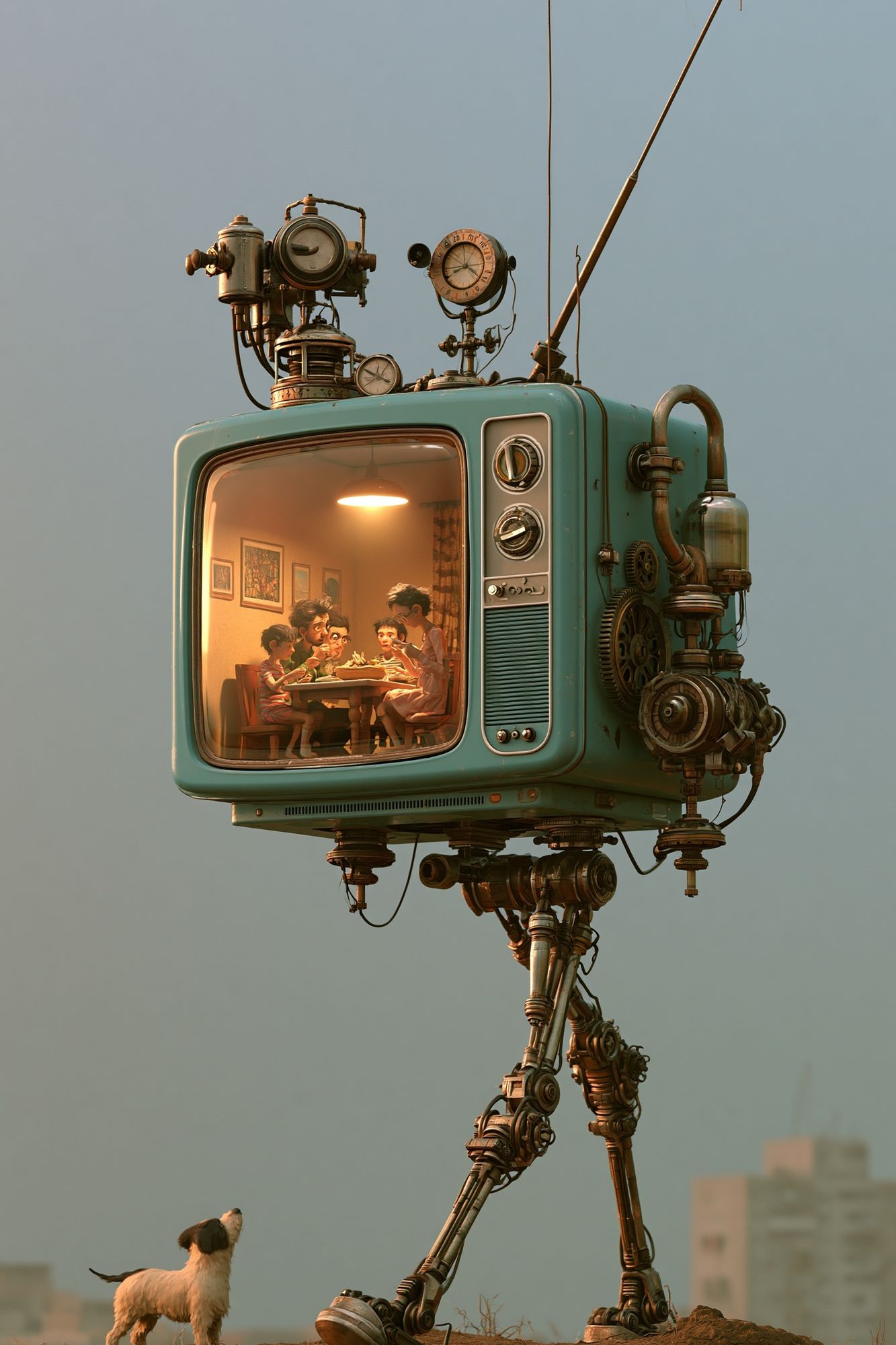 Retro TV Robot Illustration Print. poster detail