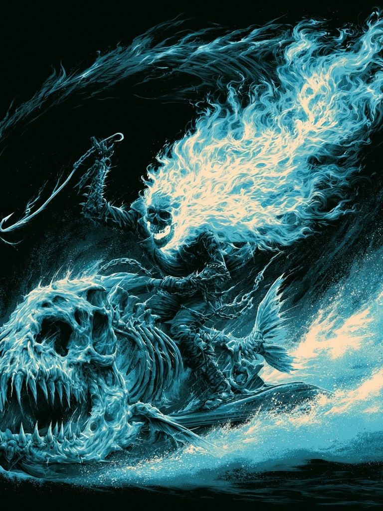 Ghost Rider Skull Flame Poster. poster — illustration art