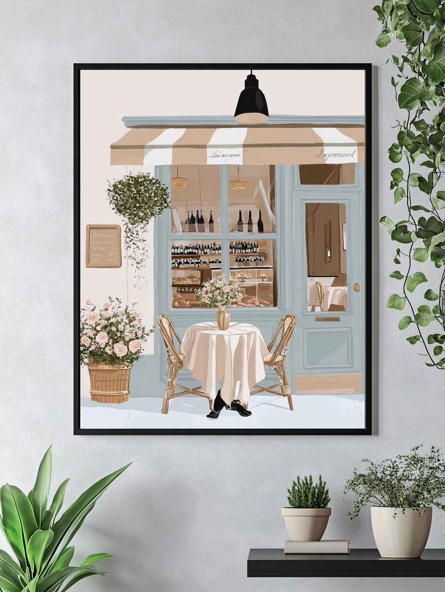 Paris Café Terrace Illustration Poster. — room view 4