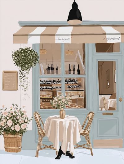 Paris Café Terrace Illustration Poster. poster print