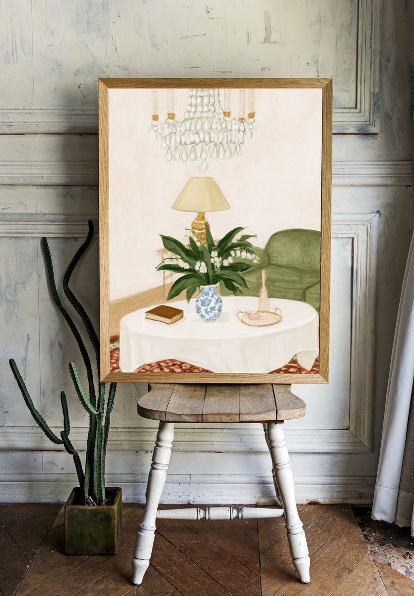 Cozy Living Room Interior Illustration Poster. — room view 1