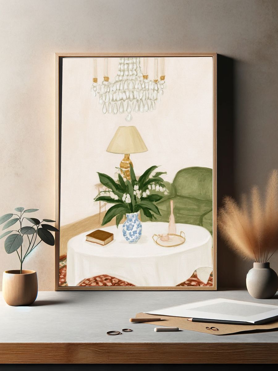 Cozy Living Room Interior Illustration Poster. — room view 2