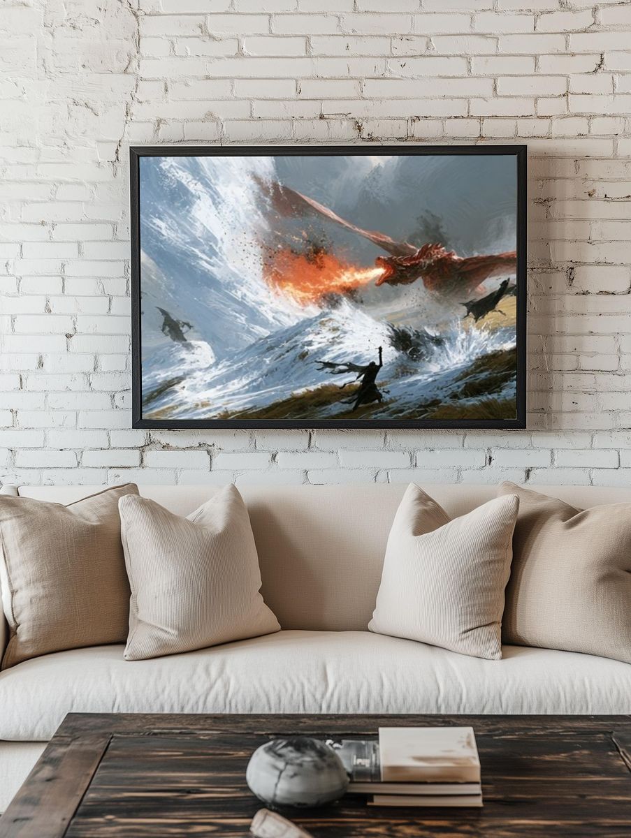 Dragon Battle Fantasy Illustration Poster. room preview
