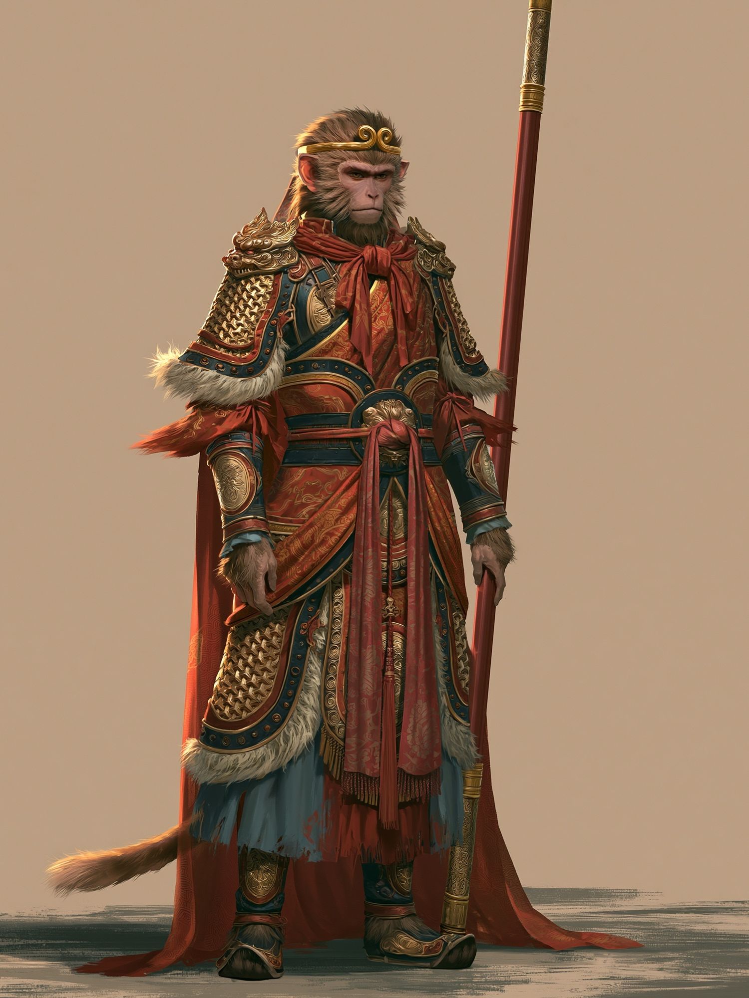 Monkey Warrior Fantasy Illustration Poster. poster — illustration art