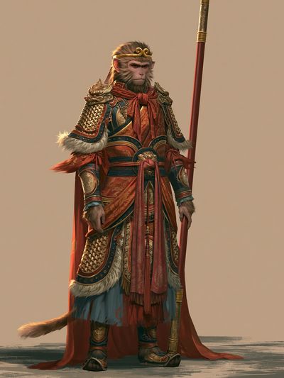 Monkey Warrior Fantasy Illustration Poster.