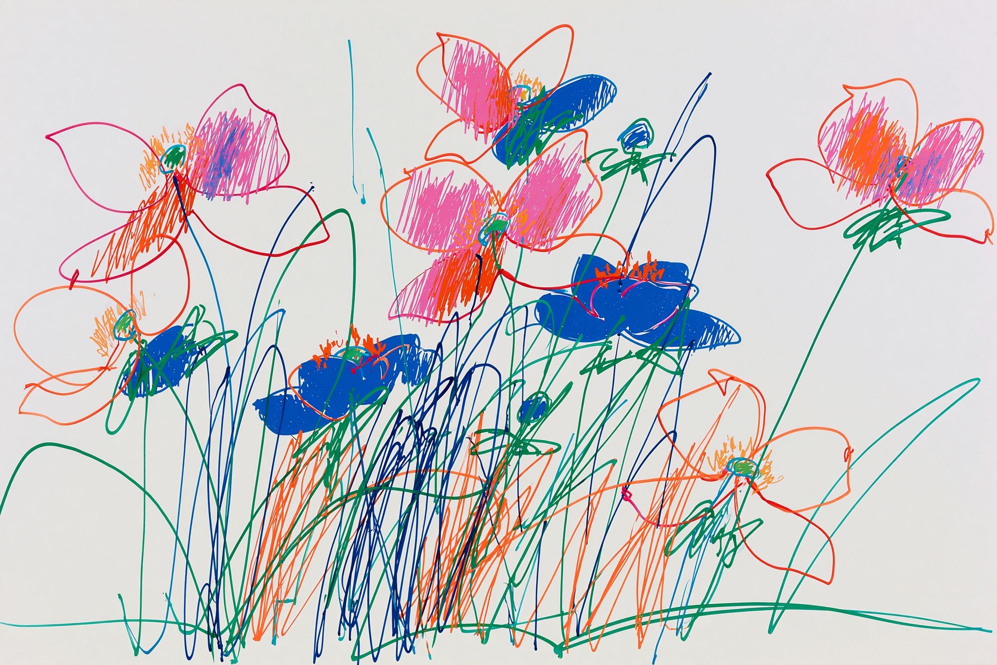 Colorful Flower Scribble Poster. poster — illustration art