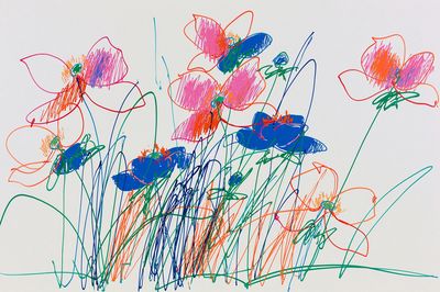 Colorful Flower Scribble Poster.