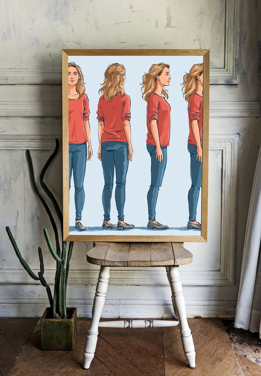 Female Figure Turnaround Illustration Poster. — room view 1