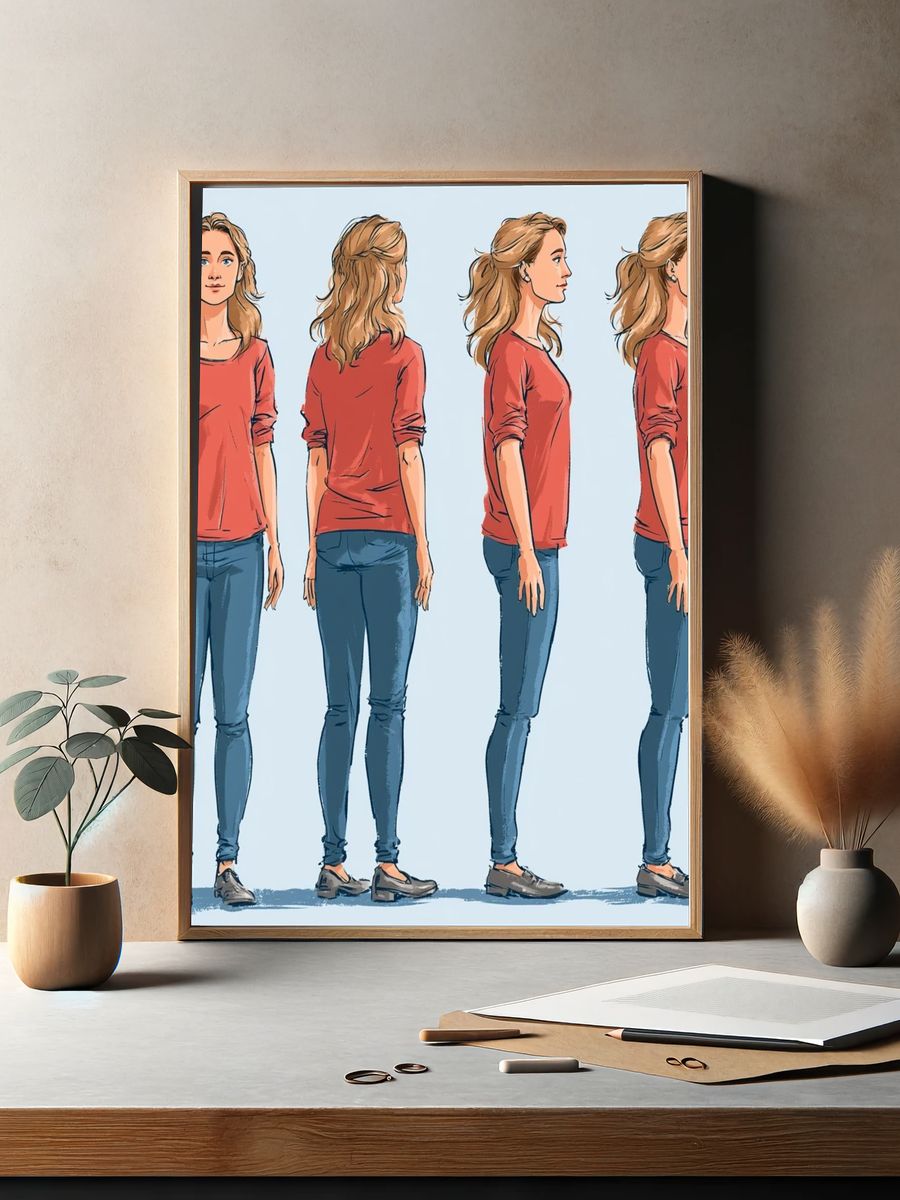 Female Figure Turnaround Illustration Poster. — room view 2