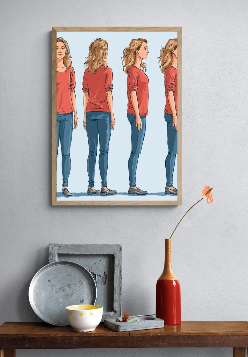 Female Figure Turnaround Illustration Poster. — room view 3