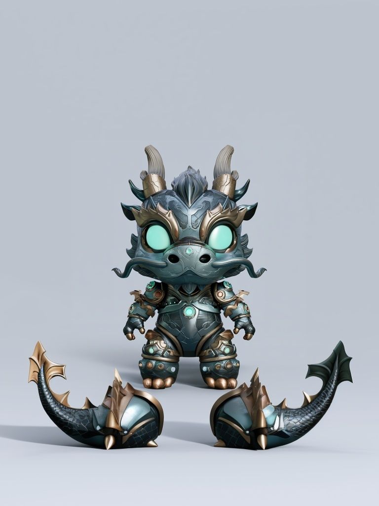 Mythic Dragon Figurine Illustration Poster. poster detail