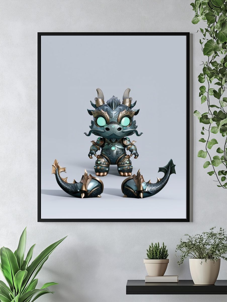 Mythic Dragon Figurine Illustration Poster. — room view 4