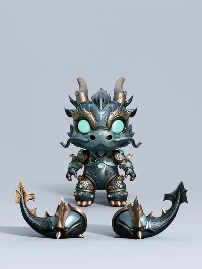 Mythic Dragon Figurine Illustration Poster. poster