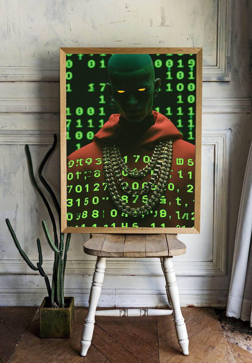 Cyberpunk Portrait Digital Art Poster. room preview