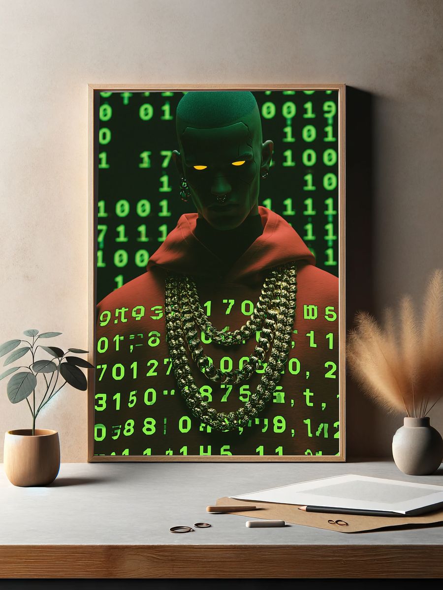 Cyberpunk Portrait Digital Art Poster. — room view 2