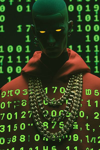 Cyberpunk Portrait Digital Art Poster.