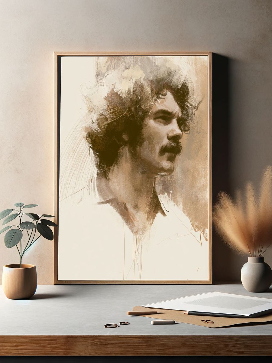 Sepia Portrait Illustration Poster. — room view 2