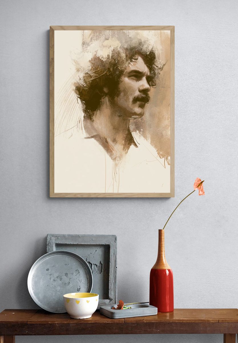 Sepia Portrait Illustration Poster. — room view 3