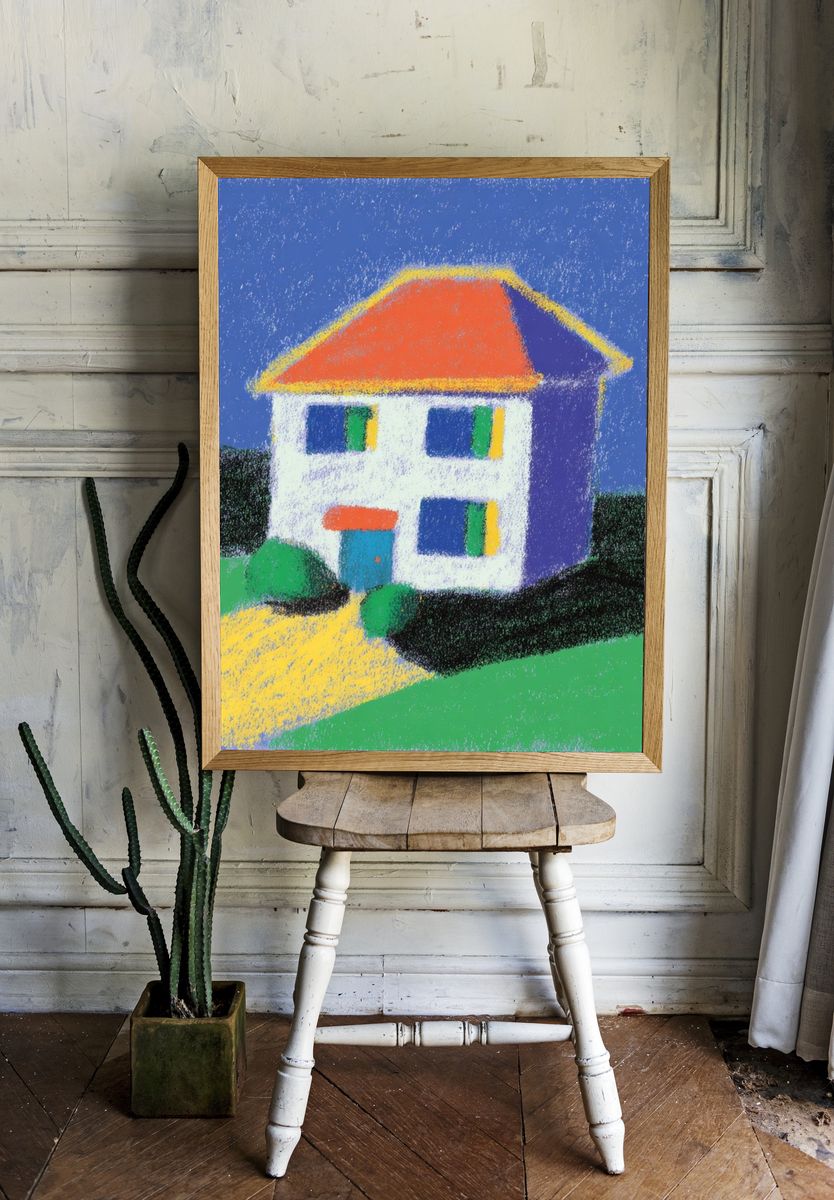 Colorful House Pastel Illustration Poster. room preview