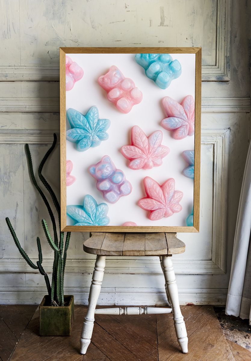 Pastel Candy Leaves Print. — room view 1