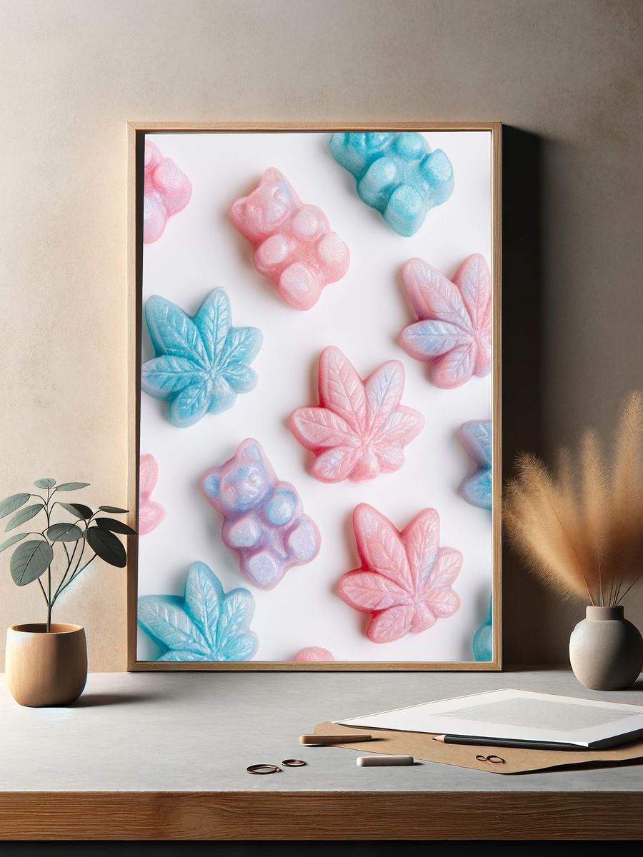 Pastel Candy Leaves Print. — room view 2