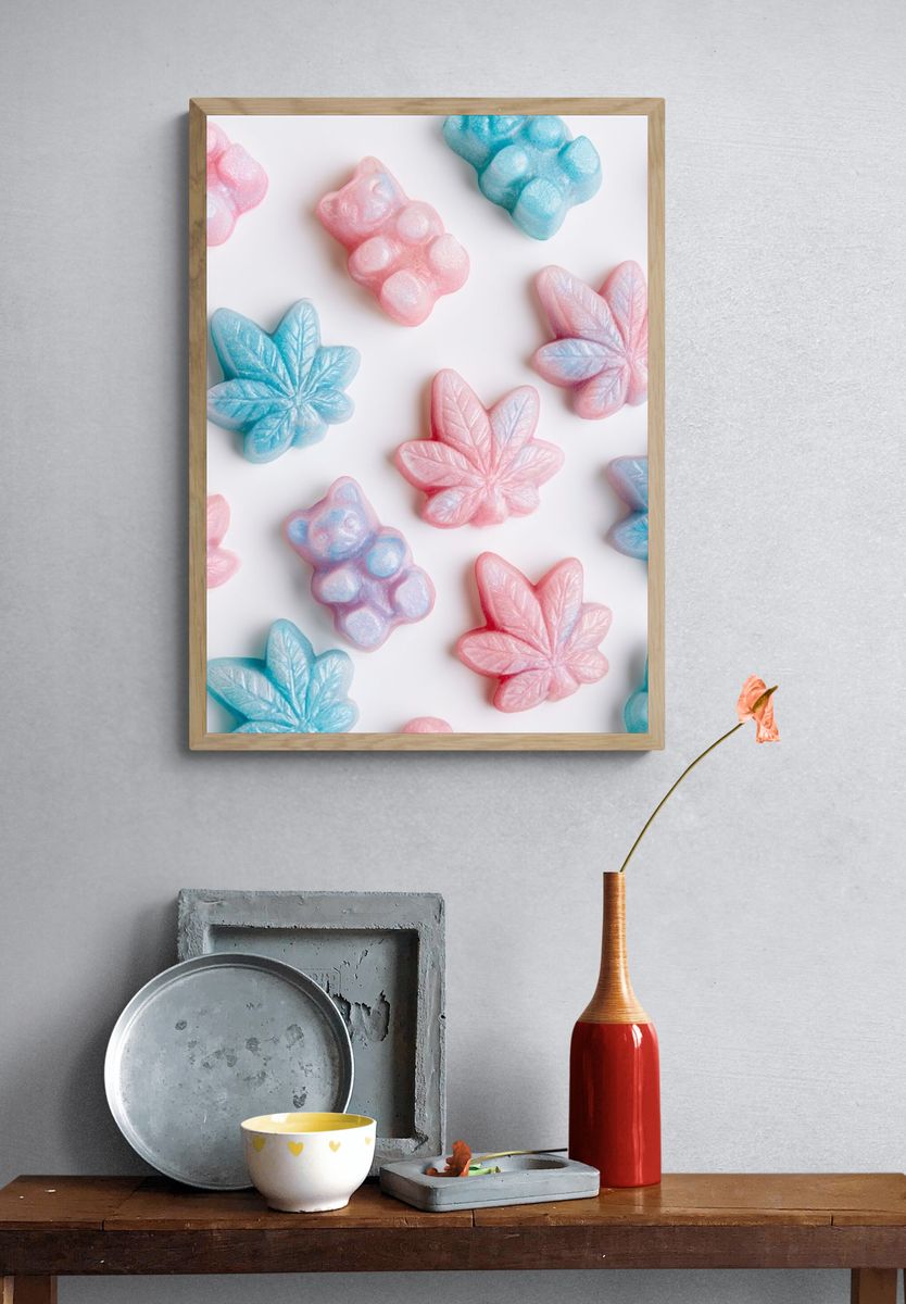 Pastel Candy Leaves Print. — room view 3