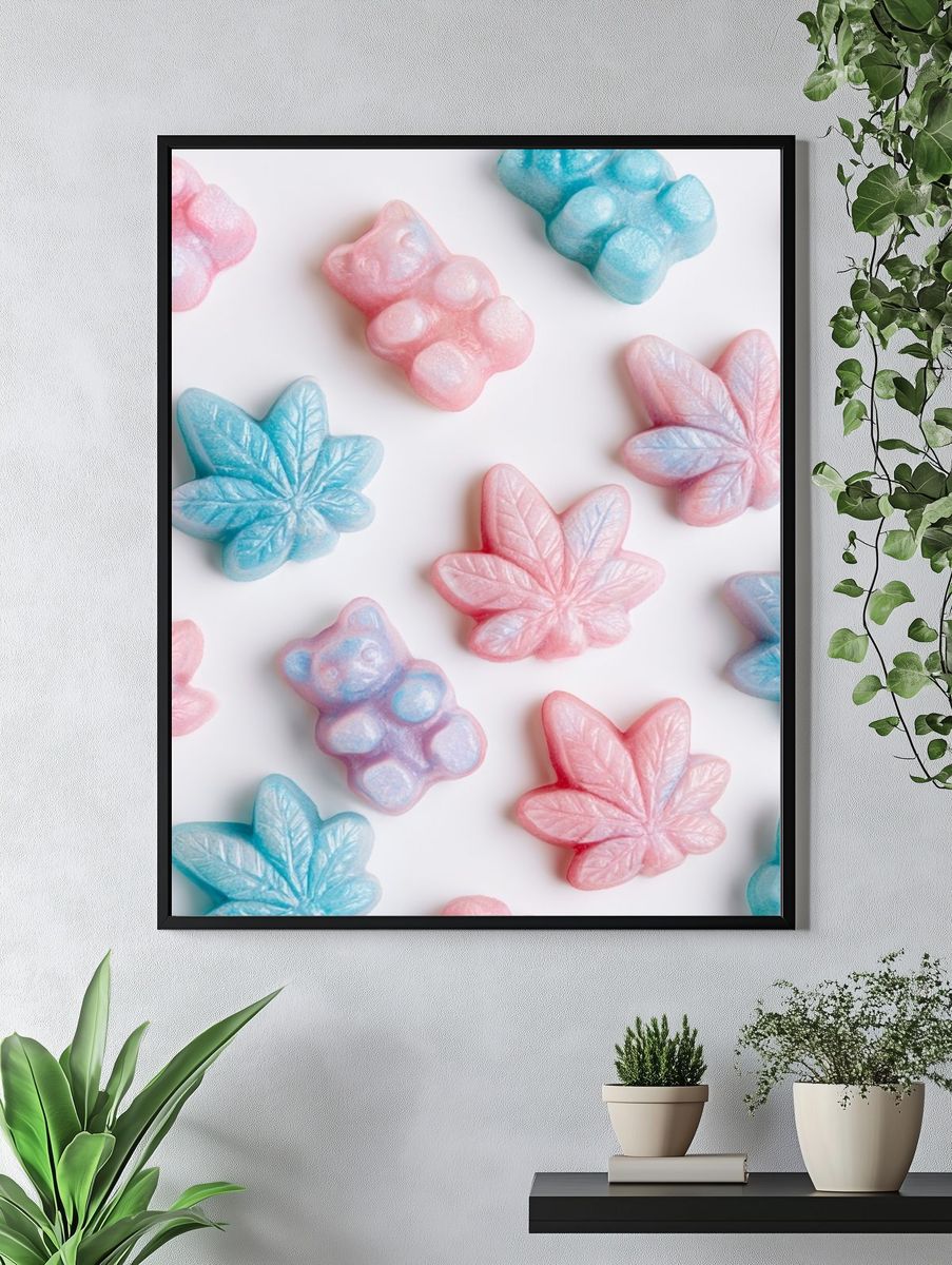 Pastel Candy Leaves Print. — room view 4