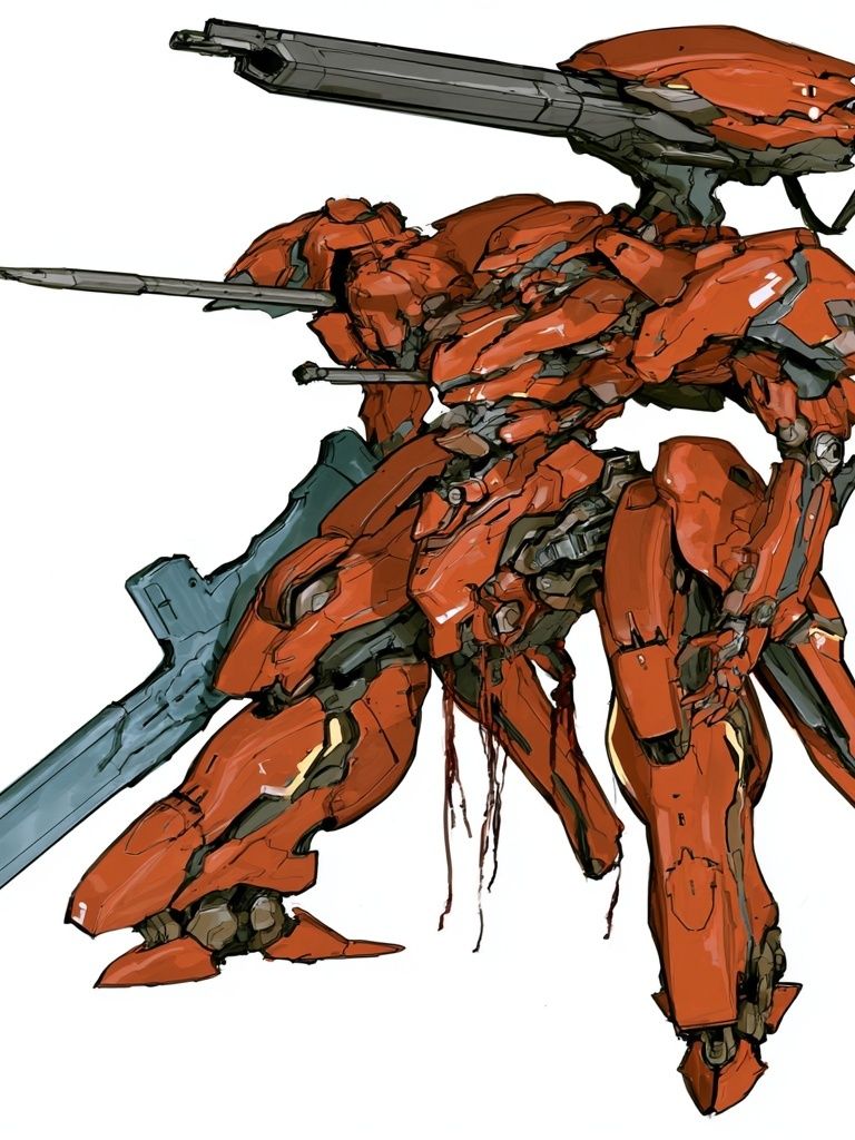 Mecha Warrior Digital Art Print. poster — illustration art