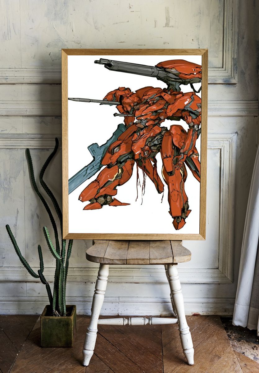 Mecha Warrior Digital Art Print. — room view 1