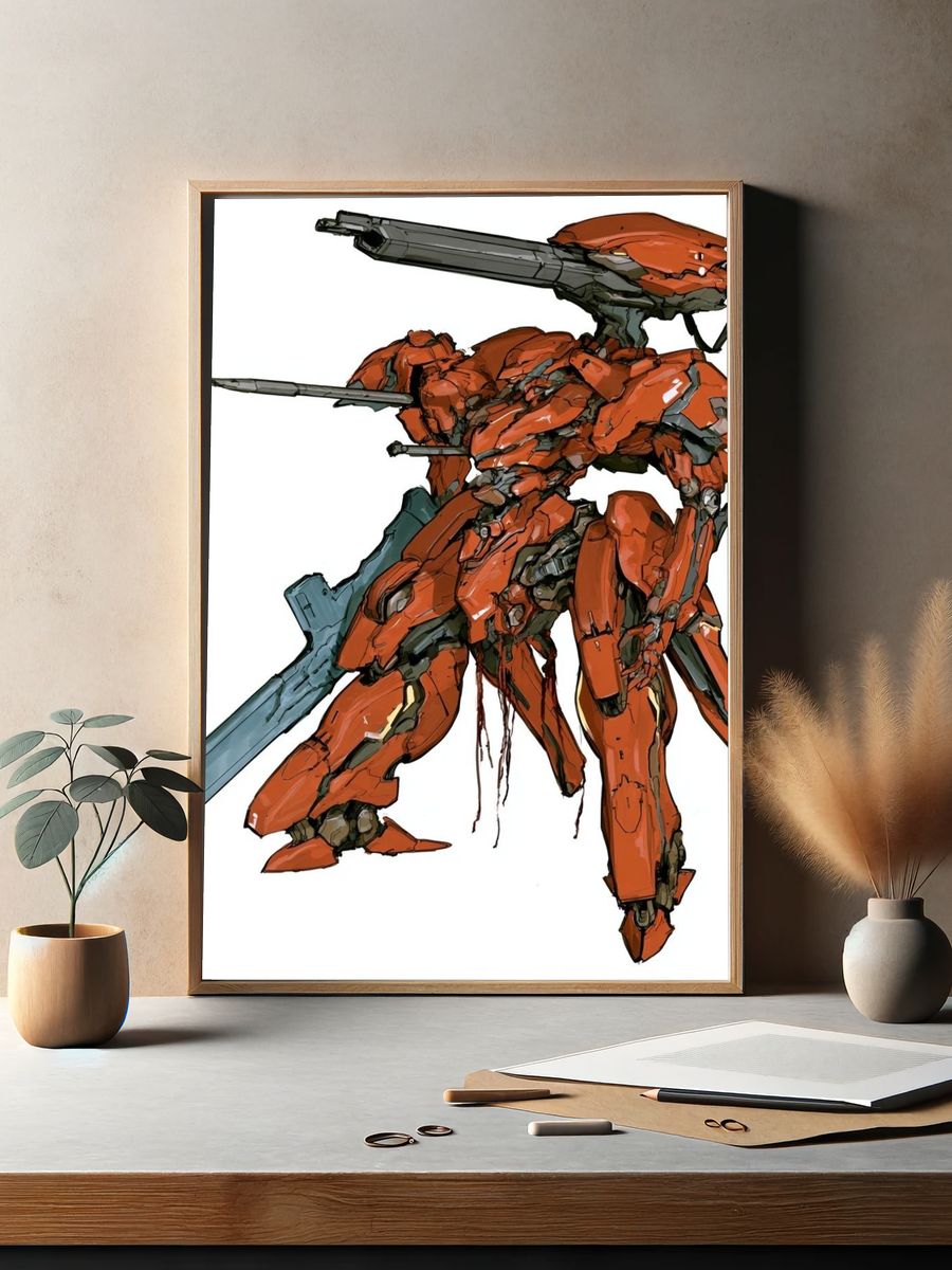 Mecha Warrior Digital Art Print. — room view 2