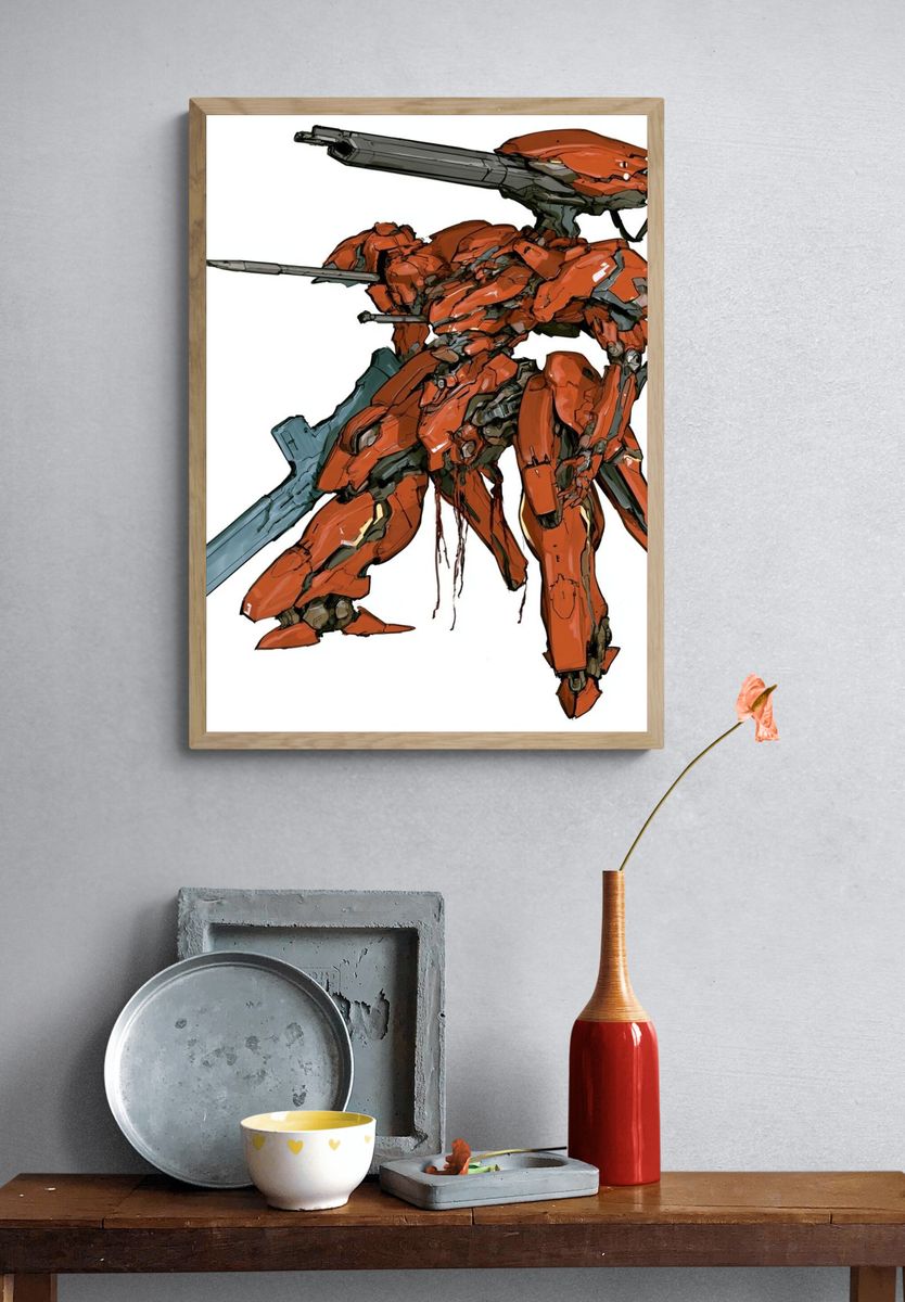 Mecha Warrior Digital Art Print. — room view 3