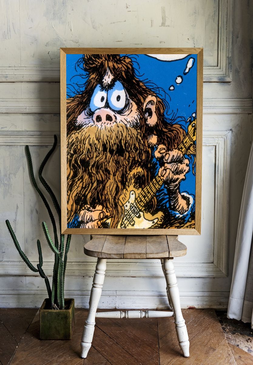 Cartoon Guitarist Illustration Poster. room preview