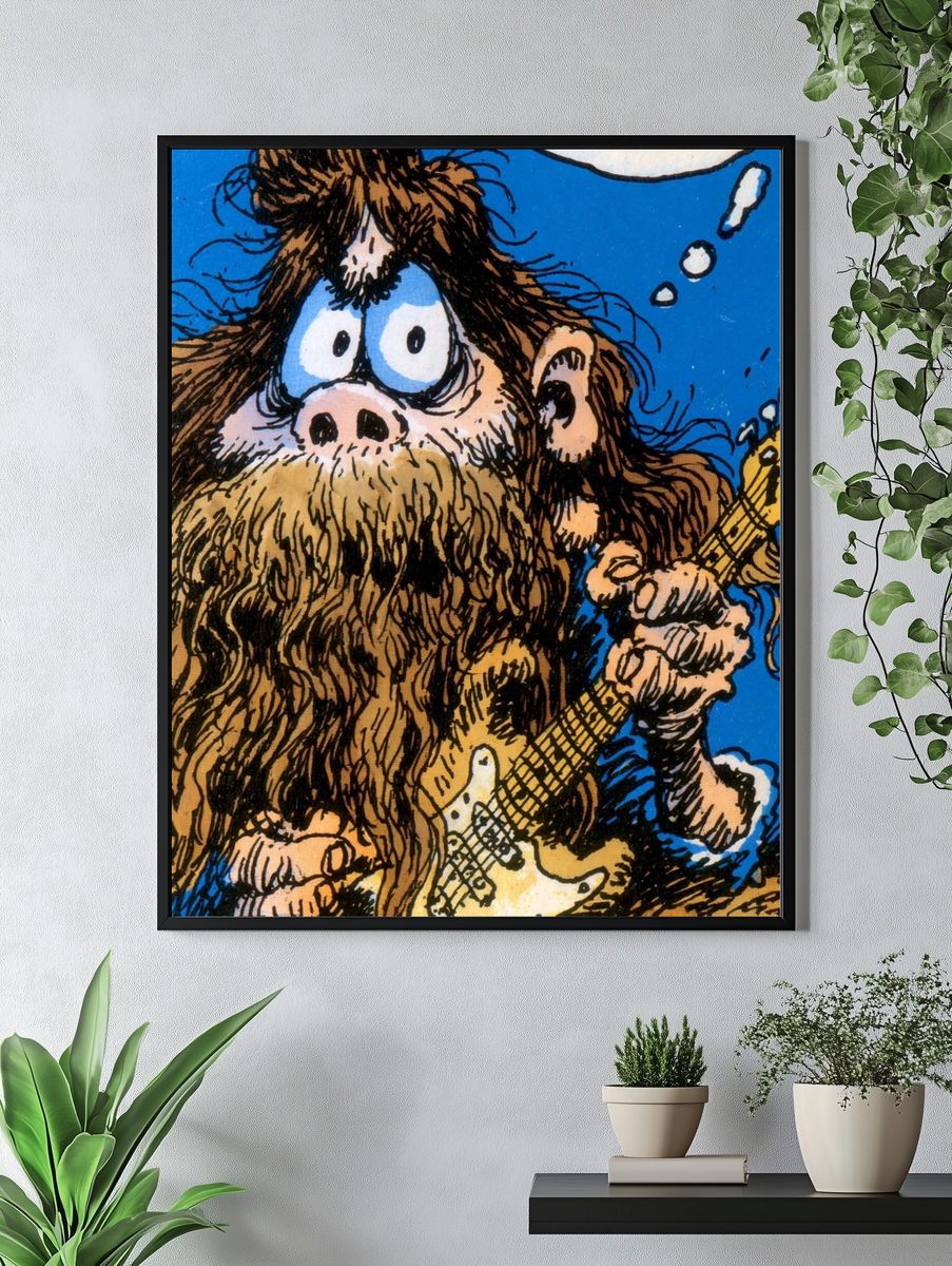Cartoon Guitarist Illustration Poster. — room view 4