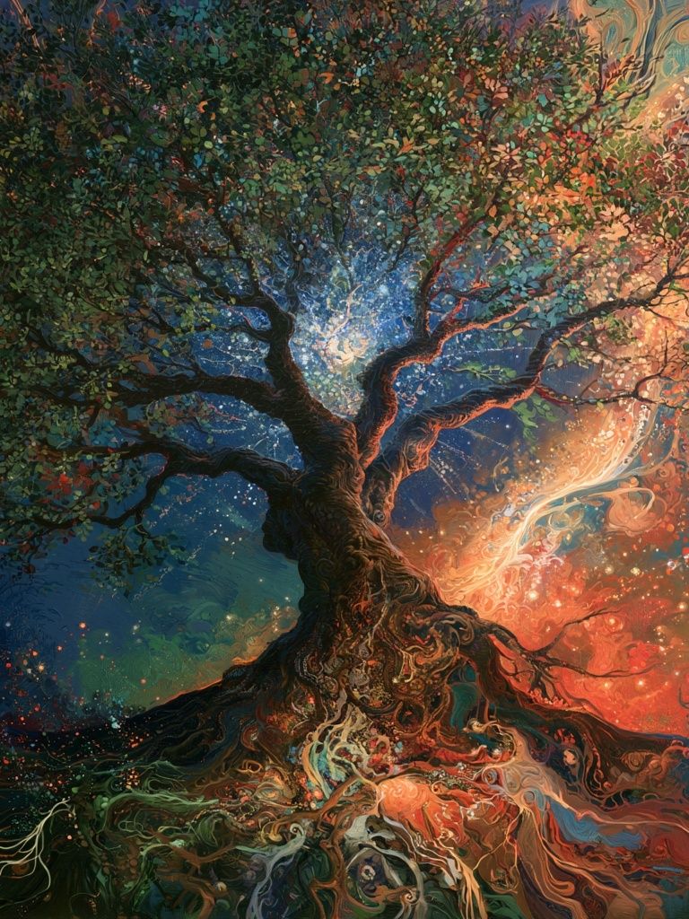 Cosmic Tree of Life Illustration Poster. poster — illustration art