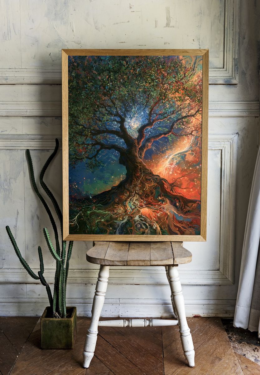 Cosmic Tree of Life Illustration Poster. room preview
