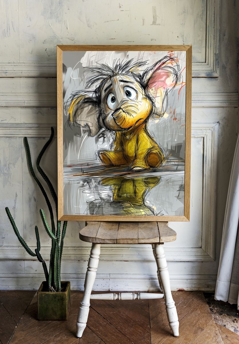 Sad Mouse Illustration Poster. — room view 1