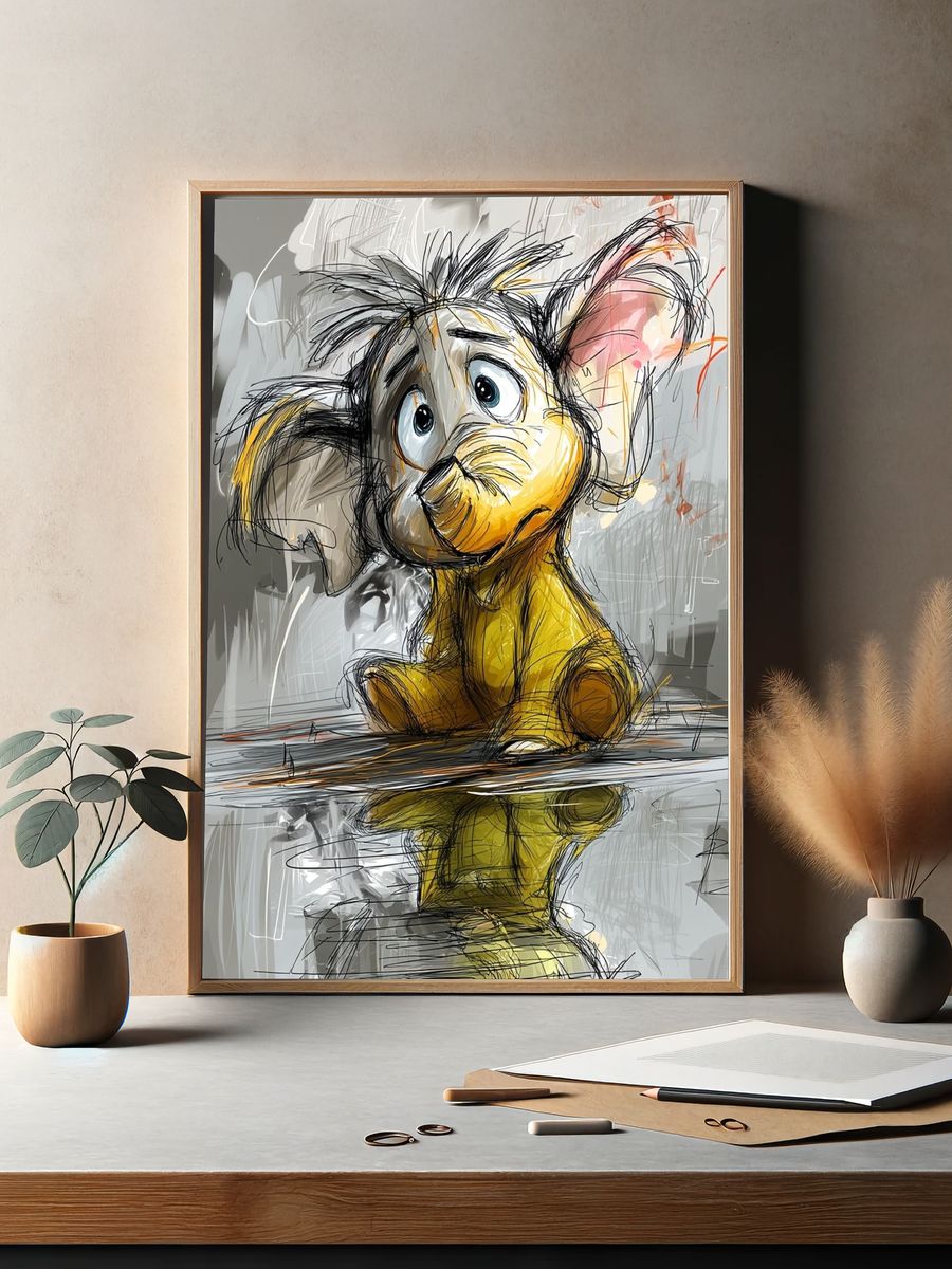 Sad Mouse Illustration Poster. — room view 2