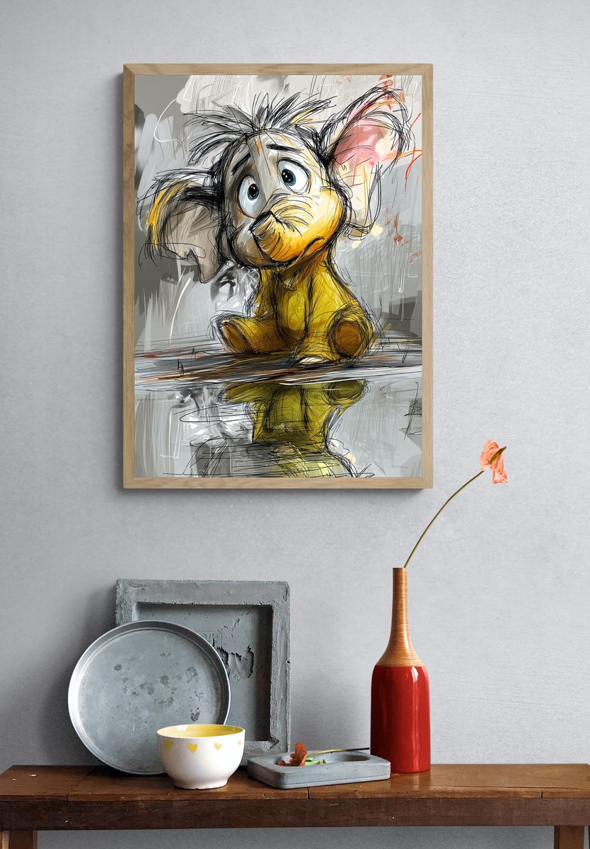 Sad Mouse Illustration Poster. — room view 3